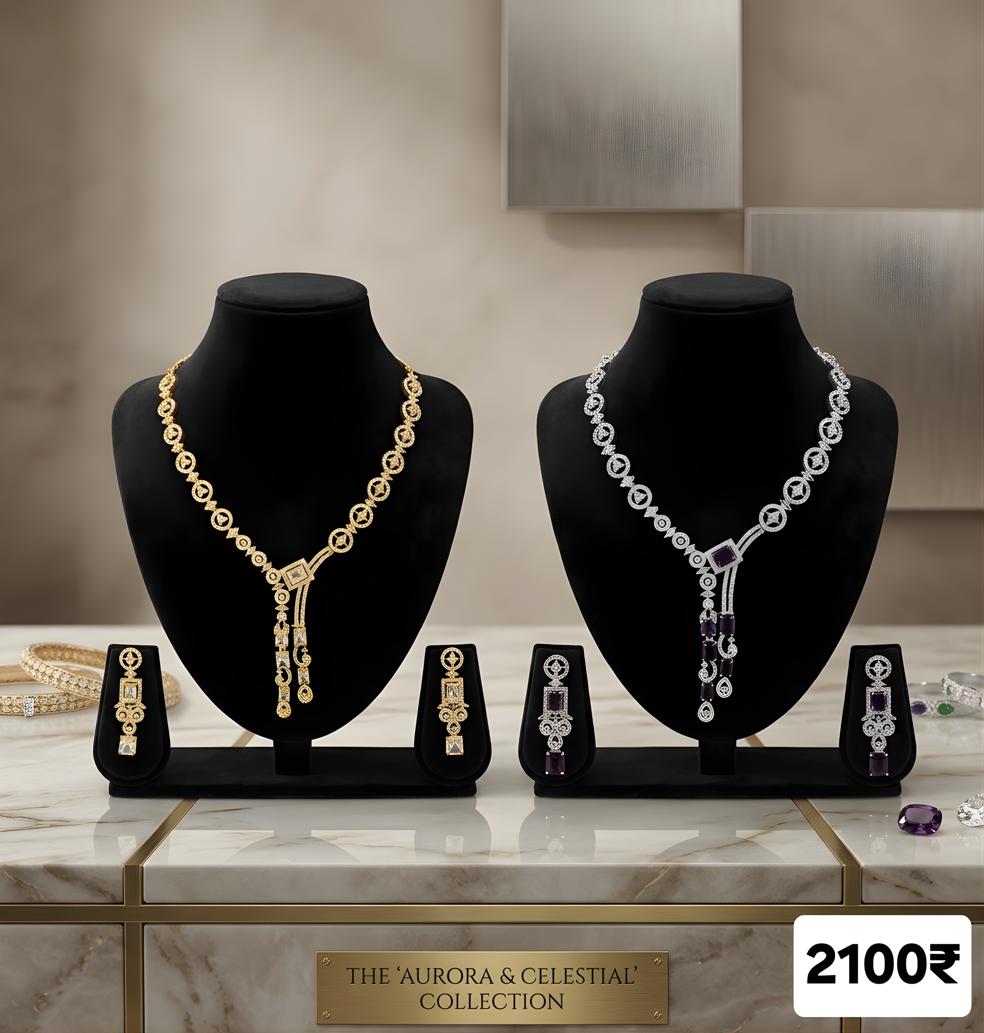 AMERICAN DIAMOND NECKLACES - Premium gold-plated imitation jewellery from J K Novelties Pune
