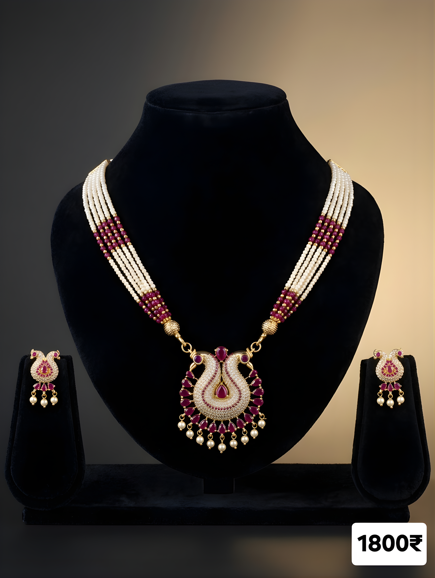 TRADITIONAL AMERICAN DIAMOND PEARL NECKLACE